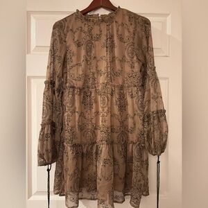 Nasty Gal Tiered Mini Dress Brown/black Sz. 6